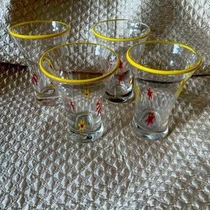 Set of 4 rare, vintage Annieglass drinking glasses.